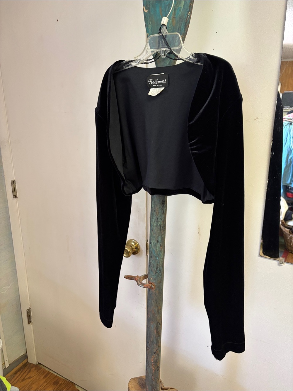 BeSmart Black Velvet Cropped Bolero Shrug